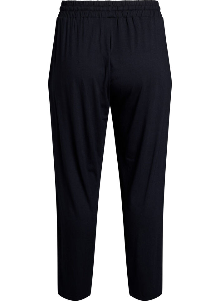 Loose night trousers in viscose jersey with pockets, Black, Packshot image number 1