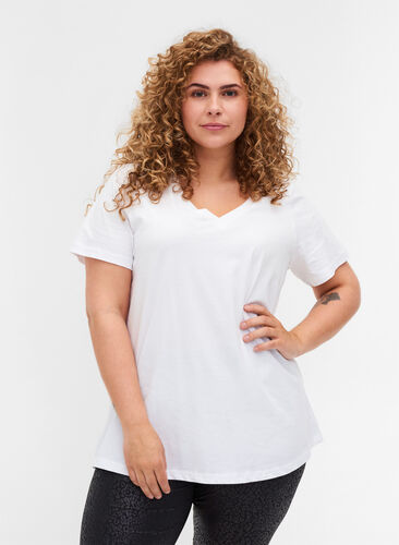 2-pack basic cotton T-shirt, Bright White, Model image number 0