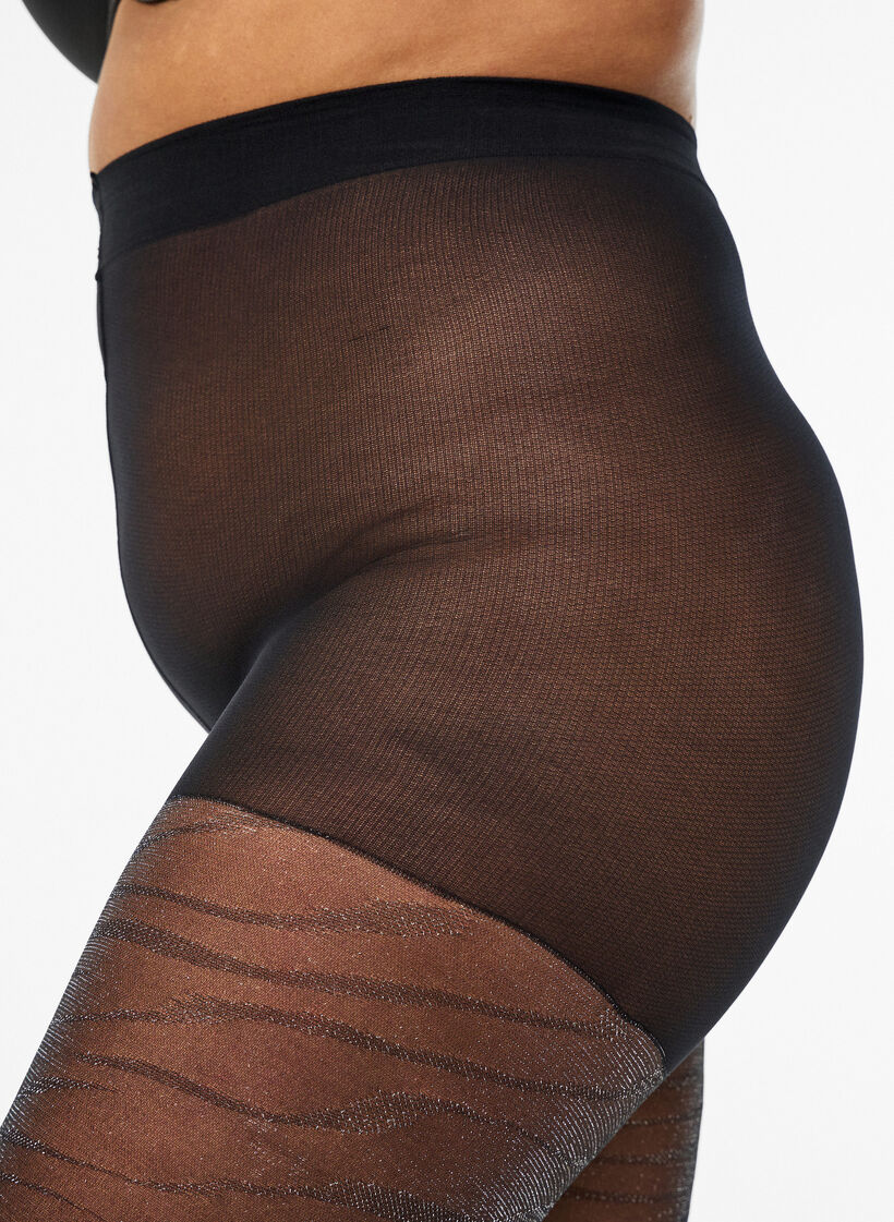 Tights with glitter zebra and 30 denier, Black, Model image number 2