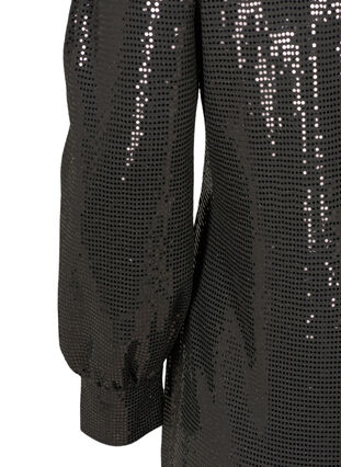Sequined dress with a slit an 3/4 length sleeves, Black, Packshot image number 2