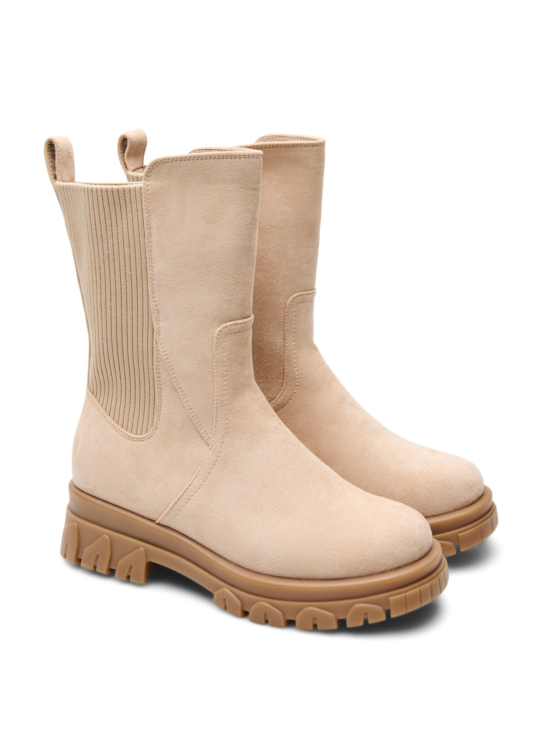 Zizzifashion Wide fit - Chunky boot in faux suede, Beige, Packshot image number 1