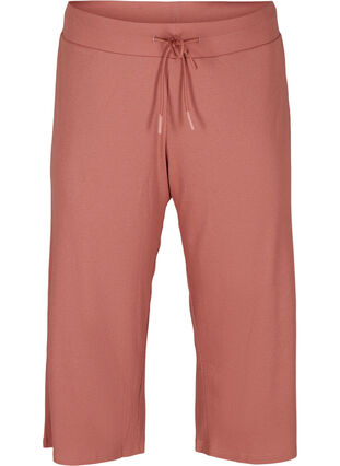 Loose culotte trousers in rib fabric, Old Rose, Packshot image number 0