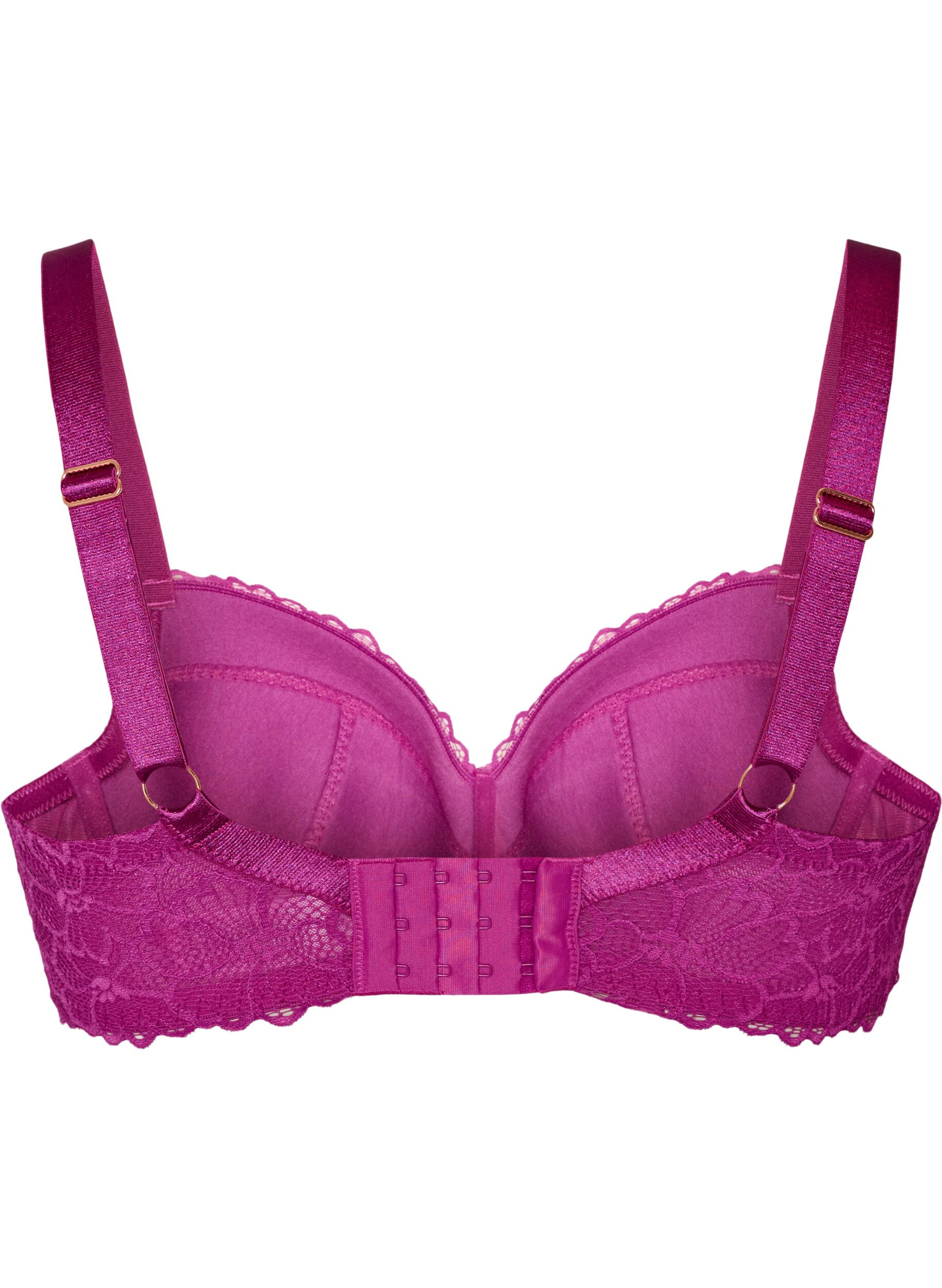 Zizzifashion Padded bra with lace and underwire, Purple, Packshot image number 1