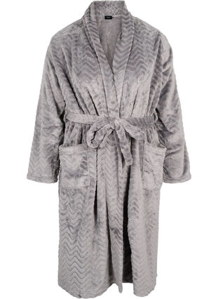 Long dressing gown with pockets, Dark Grey, Packshot image number 0