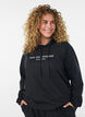 Sweatshirt with hood and print, Black, Model image number 0
