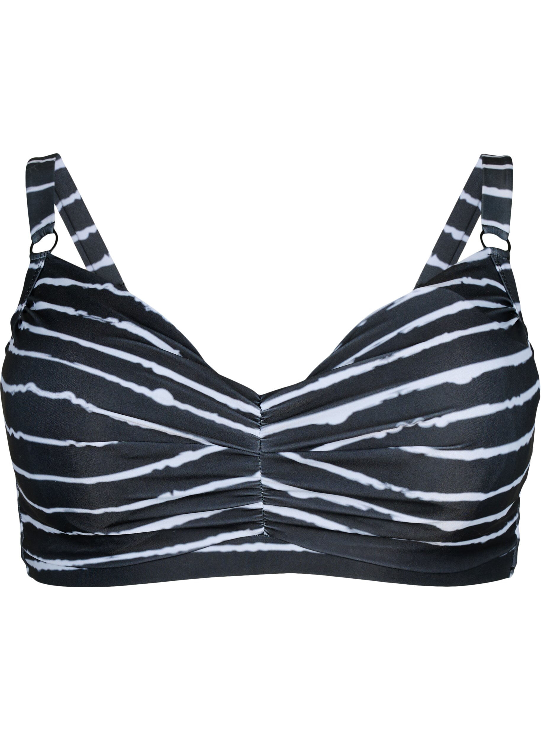 Zizzifashion Printed bikini bra with underwire, Black White Stripe, Packshot image number 0