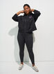 Hoodie with zipper and chest print, Black, Model image number 1