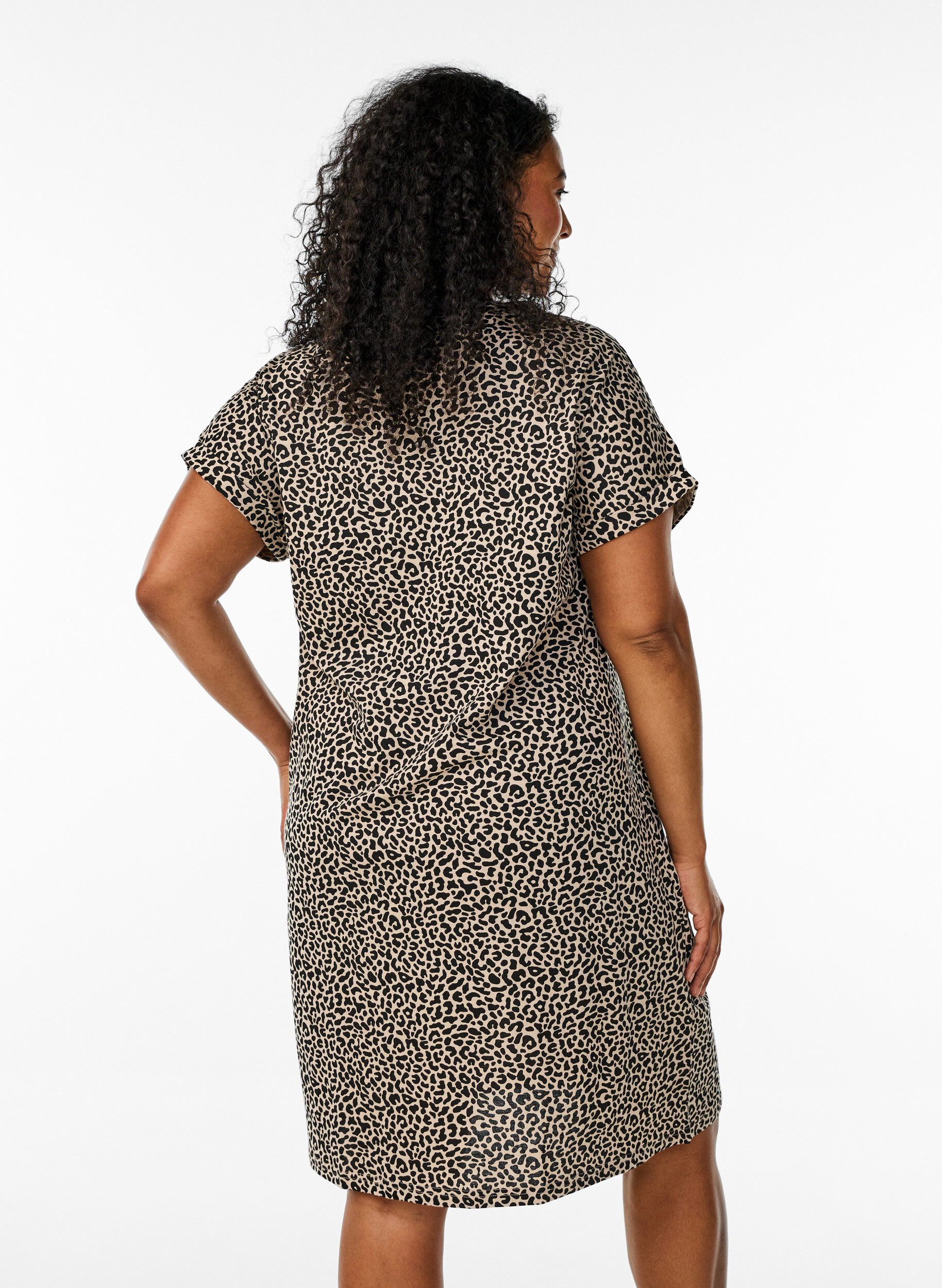 Zizzifashion 2-pack T-shirt dress with short sleeves, Brown, Model image number 2