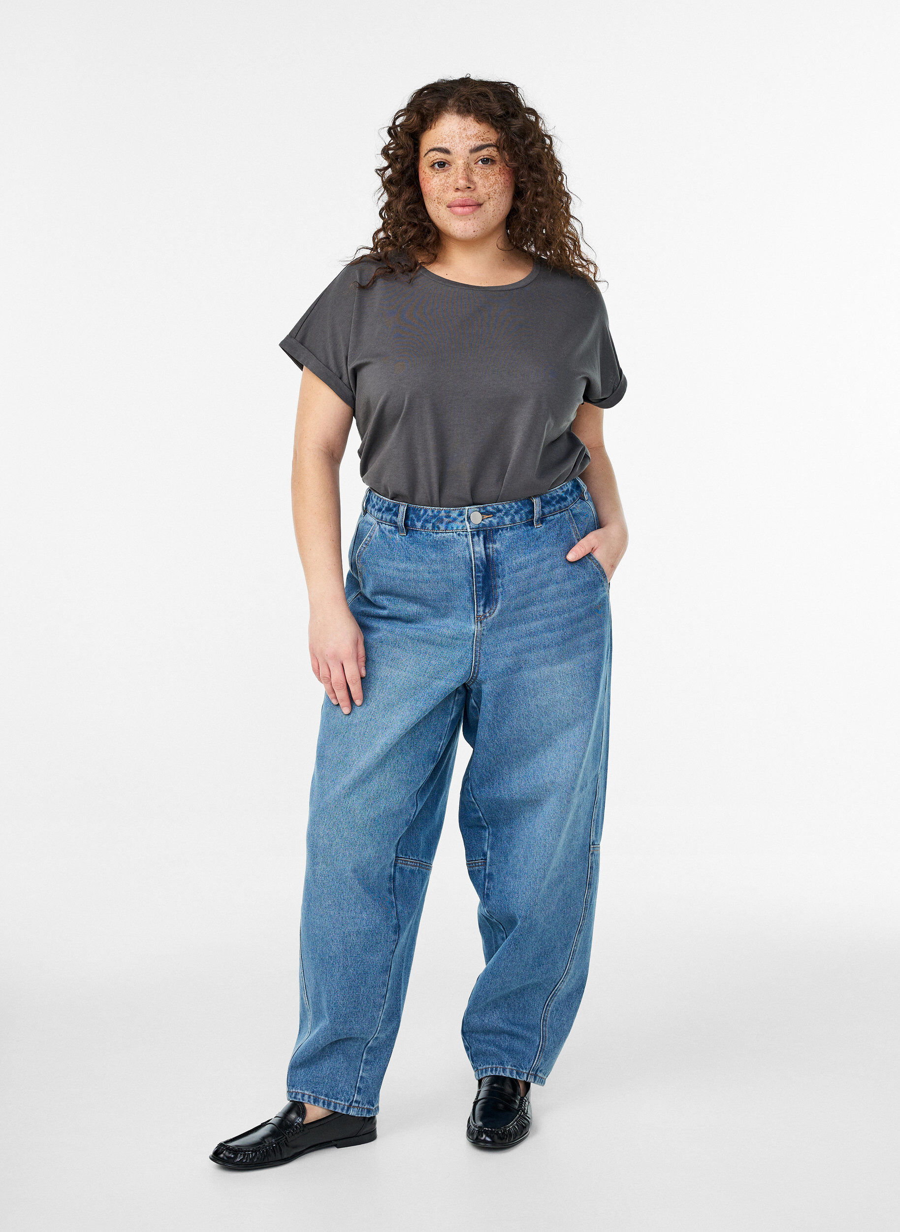 ZizzifashionShort-sleeved cotton blend t-shirt, Dark Grey, Model image number 1