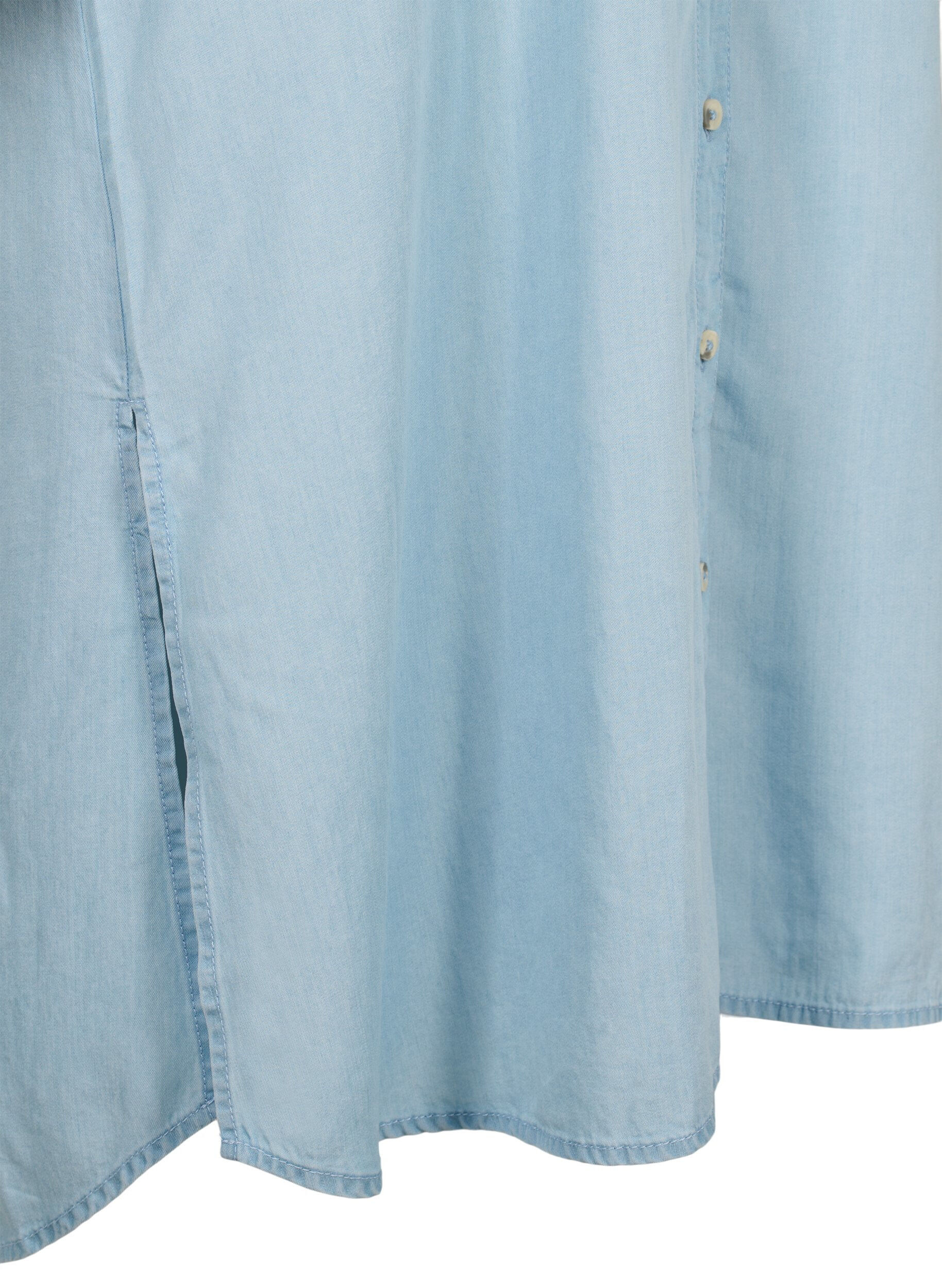 Zizzifashion Short sleeve shirt dress in lyocell (TENCEL&trade;), Light blue denim, Packshot image number 3