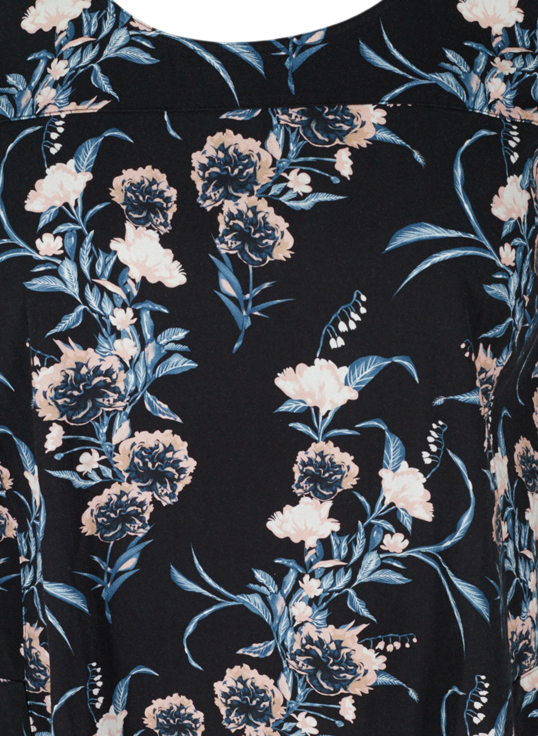 Zizzifashion Short-sleeved, printed cotton dress, Blue, Packshot image number 2