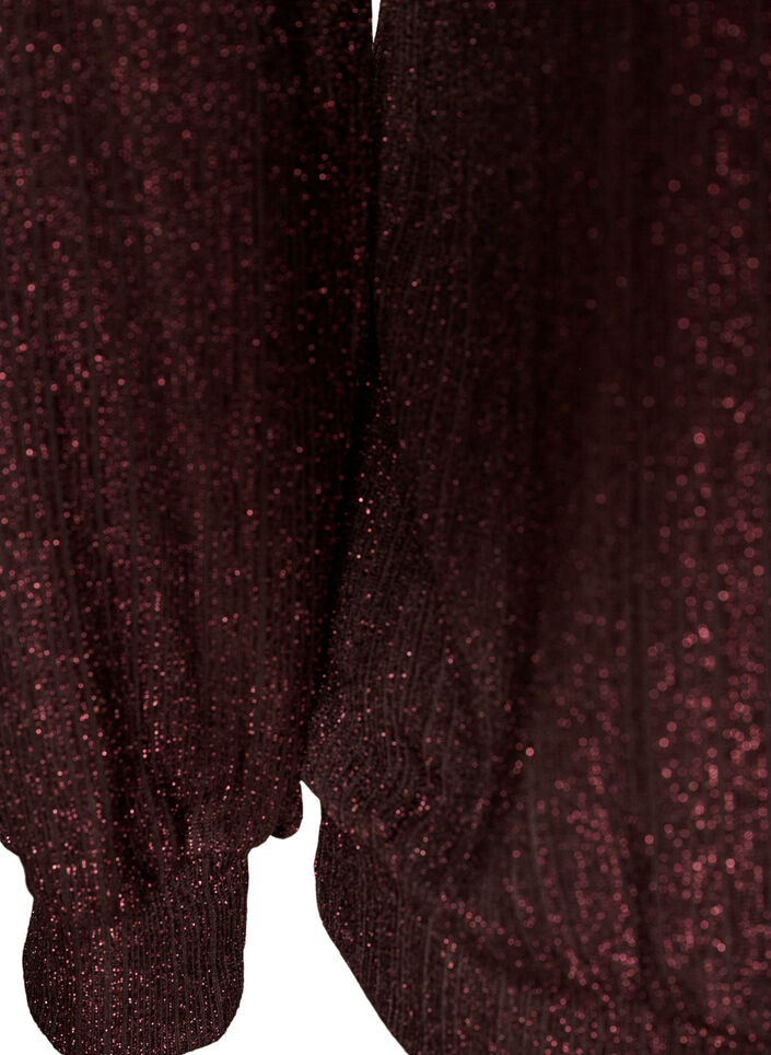 Blouse with vertical texture and glitter thread, Brown, Packshot image number 3