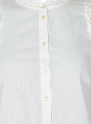 Cotton shirt with broderie anglaise, Bright White, Packshot image number 2