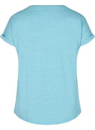 Marled cotton t-shirt, River Blue Melange, Packshot image number 1