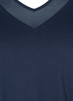 Short-sleeved T-shirt with V-neck and mesh, Navy Blazer, Packshot image number 2