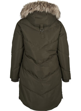 Winter coat with a hood and faux fur trim , Forest Night as s., Packshot image number 1