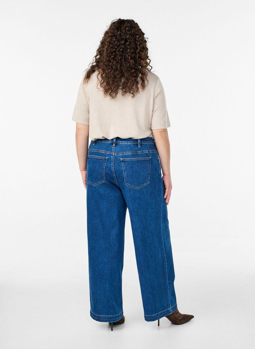 Kiana jeans with a straight fit and high waist, Blue, Model image number 1