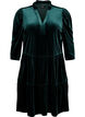 Velour dress with ruffle collar and 3/4 sleeves, Scarab, Packshot image number 0