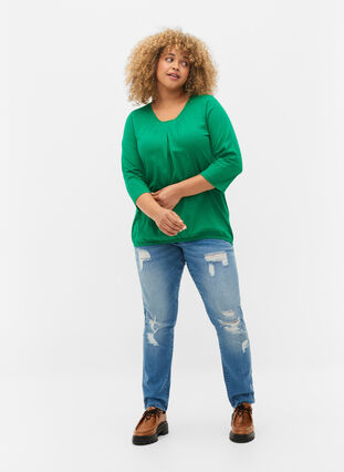 Cotton top with 3/4 sleeves, Jolly Green, Model image number 2