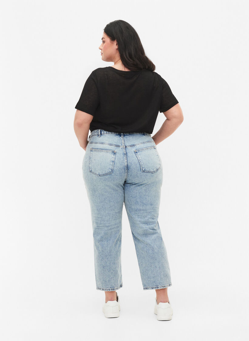 Cropped Vera jeans with studs, Light blue denim, Model image number 1