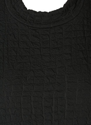 Short-sleeved, textured A-line dress, Black, Packshot image number 2