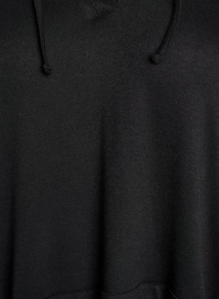 Short hoodie dress with a kangaroo pocket, Black, Packshot image number 2