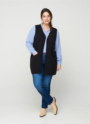 Knitted vest with pockets, Black, Model image number 2