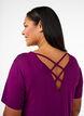 Short sleeve viscose nightgown with back detail, Purple, Model image number 3