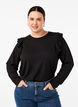 Long-sleeved blouse with ruffle details, Black, Model image number 0