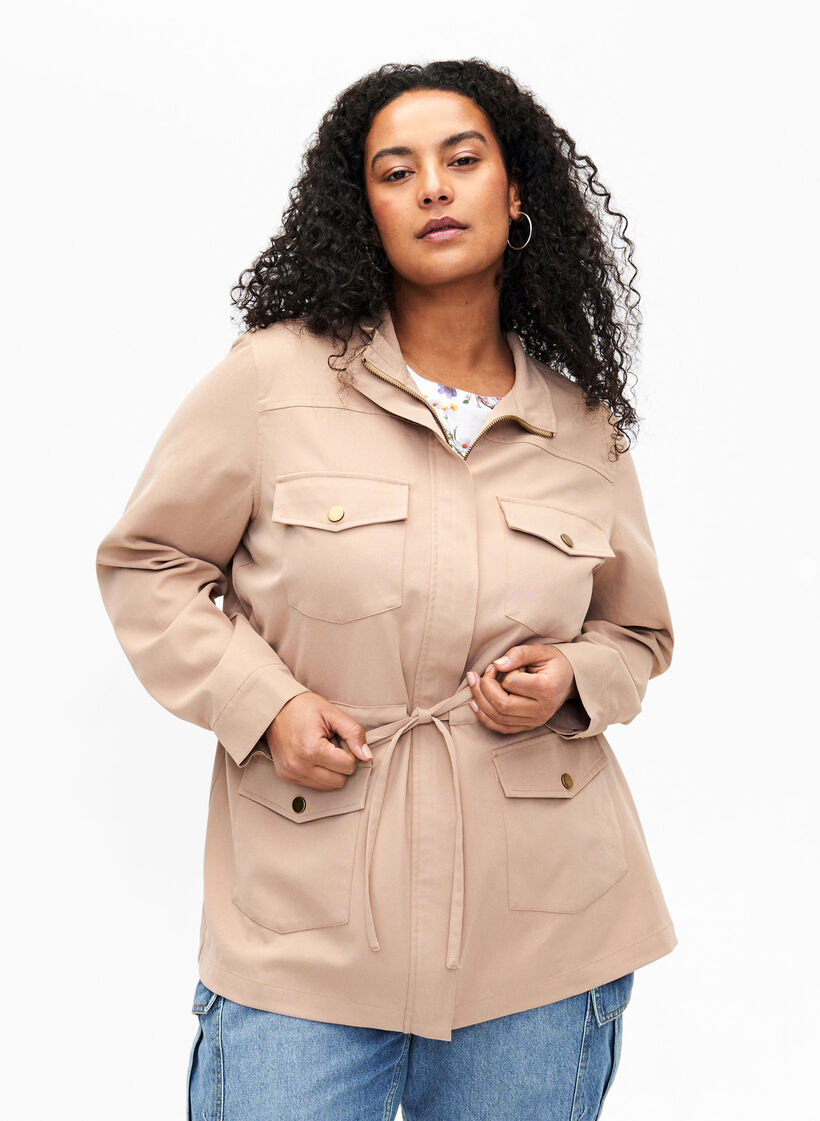 Army jacket with drawstring waist, Lark, Model image number 0