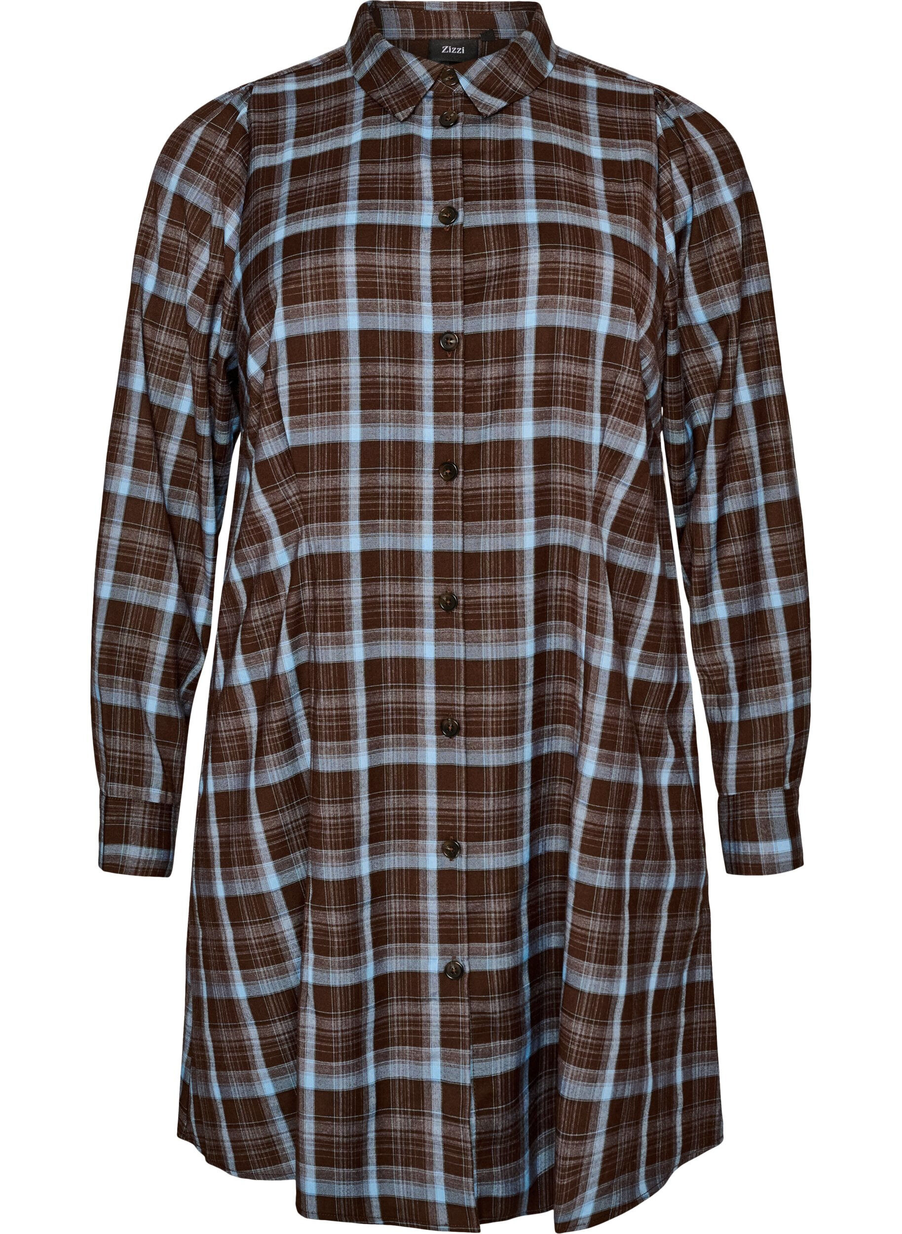 Knee-length shirt dress with a checked pattern
