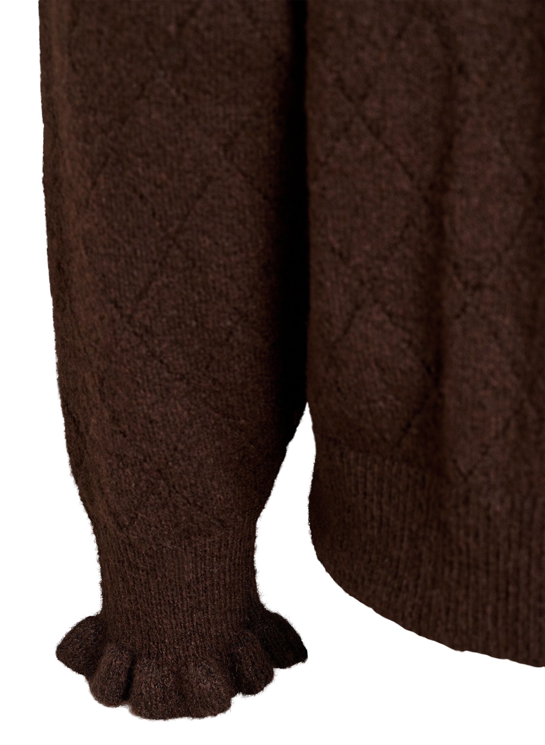 ZizzifashionCardigan with harlequin pattern and V-neck, Brown, Packshot image number 3