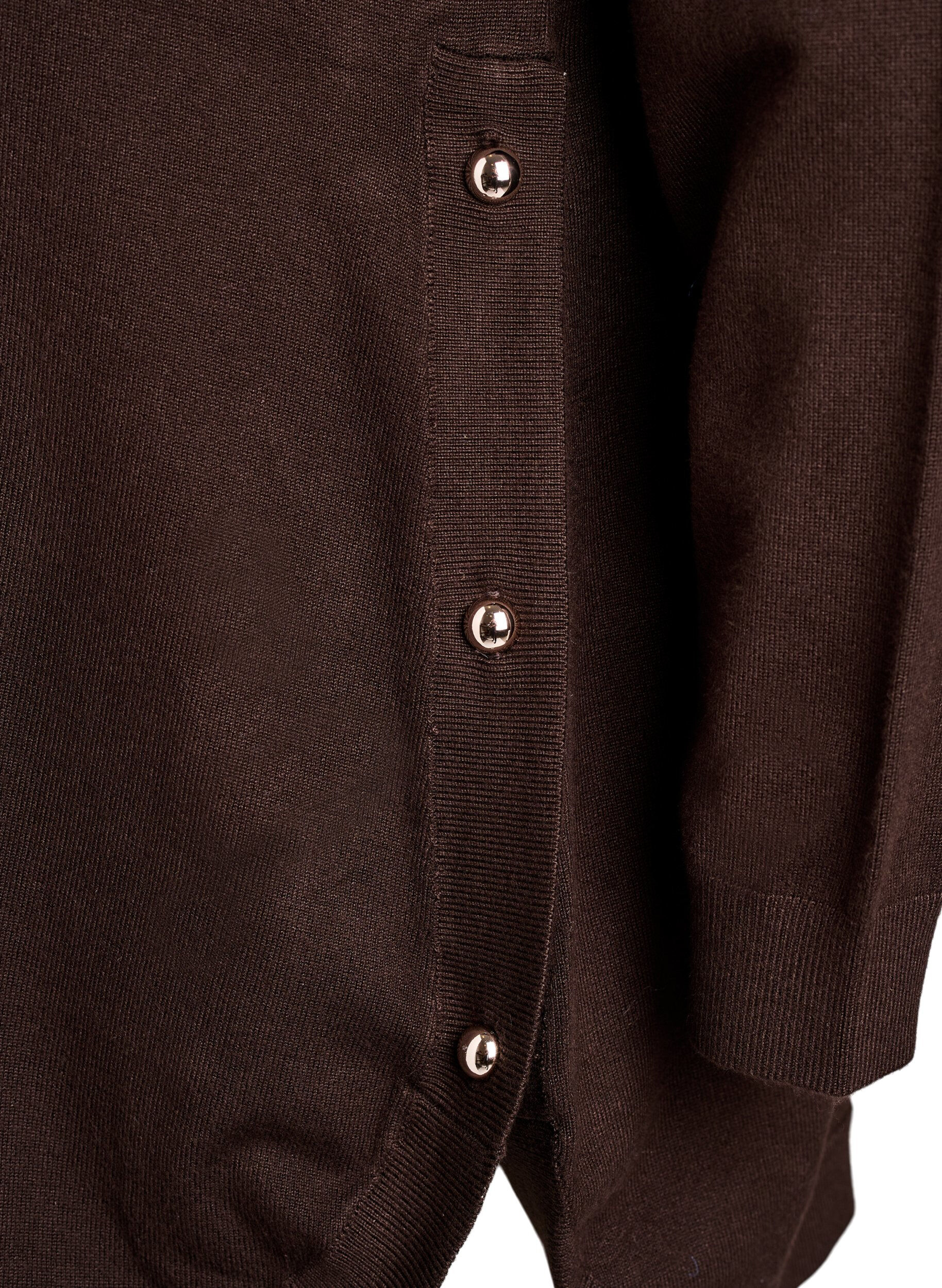 ZizzifashionKnitted blouse with side buttons, Brown, Packshot image number 3