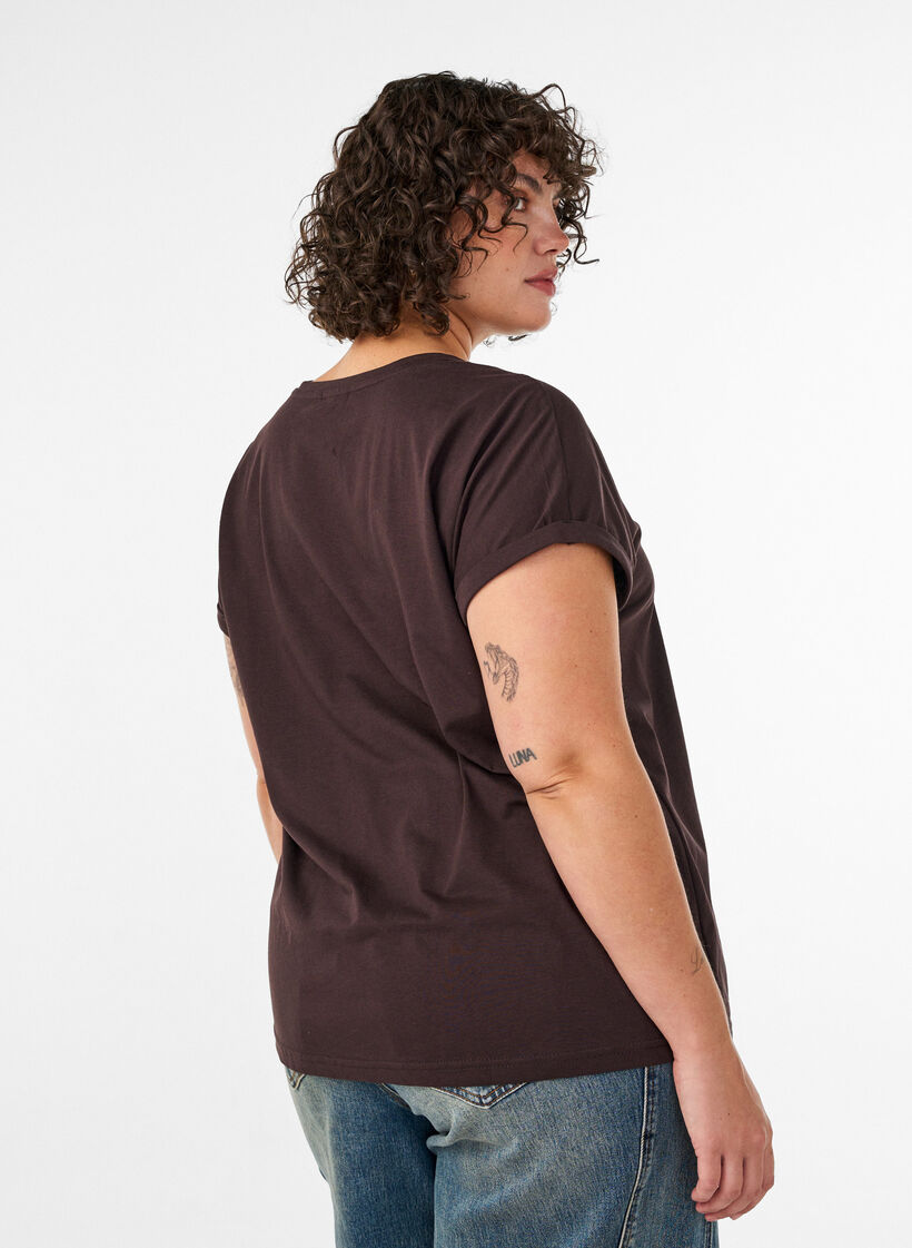 T-shirt with decorative front print, Brown, Model image number 2