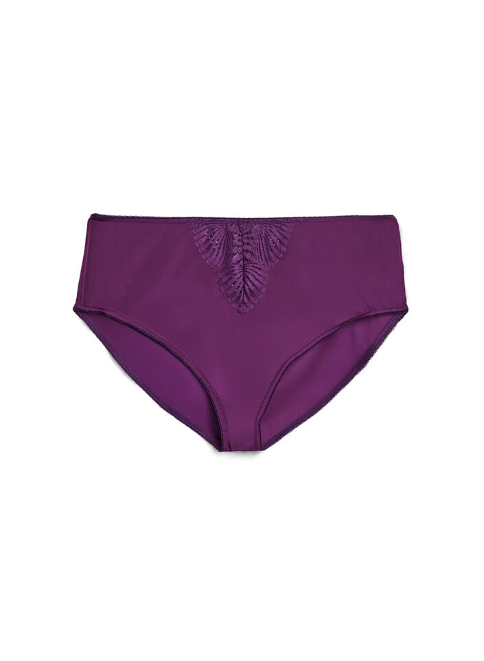 Briefs panties in microfibre with lace details, Dark Bordeaux, Packshot image number 0