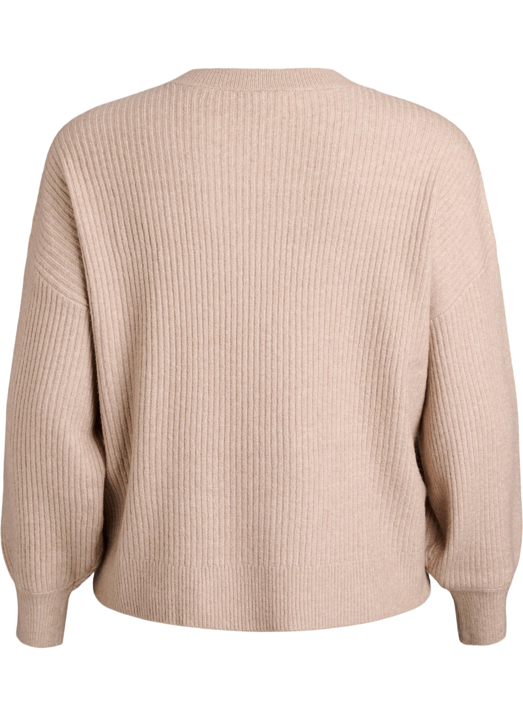 ZizzifashionRibbed cardigan with buttons, Beige, Packshot image number 1