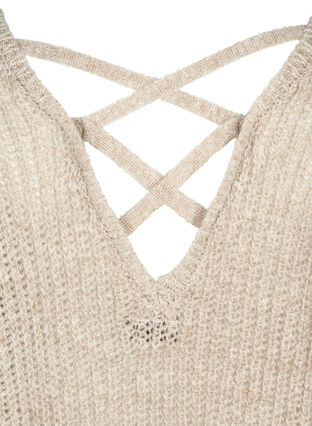 Marled knitted blouse with a back detail, Pumice Stone mel, Packshot image number 3