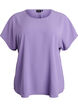 Blouse with short sleeves and a round neckline, Purple, Packshot image number 0