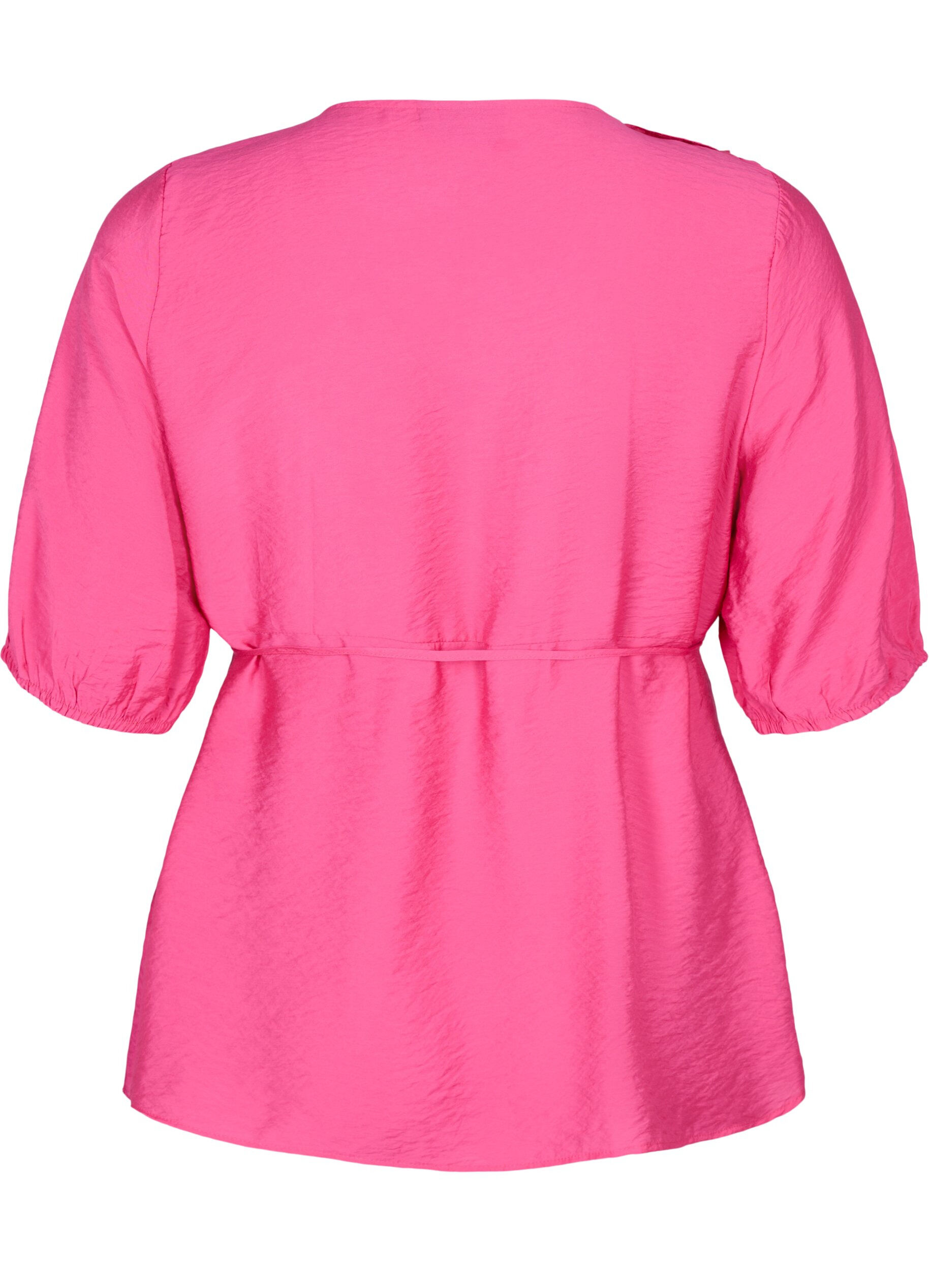 Zizzifashion Wrap blouse in viscose with 1/2 sleeves, Beetroot Purple, Packshot image number 1