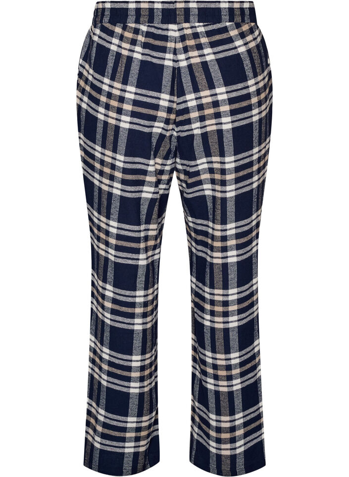 Checked cotton pyjama bottoms, Blue, Packshot image number 1