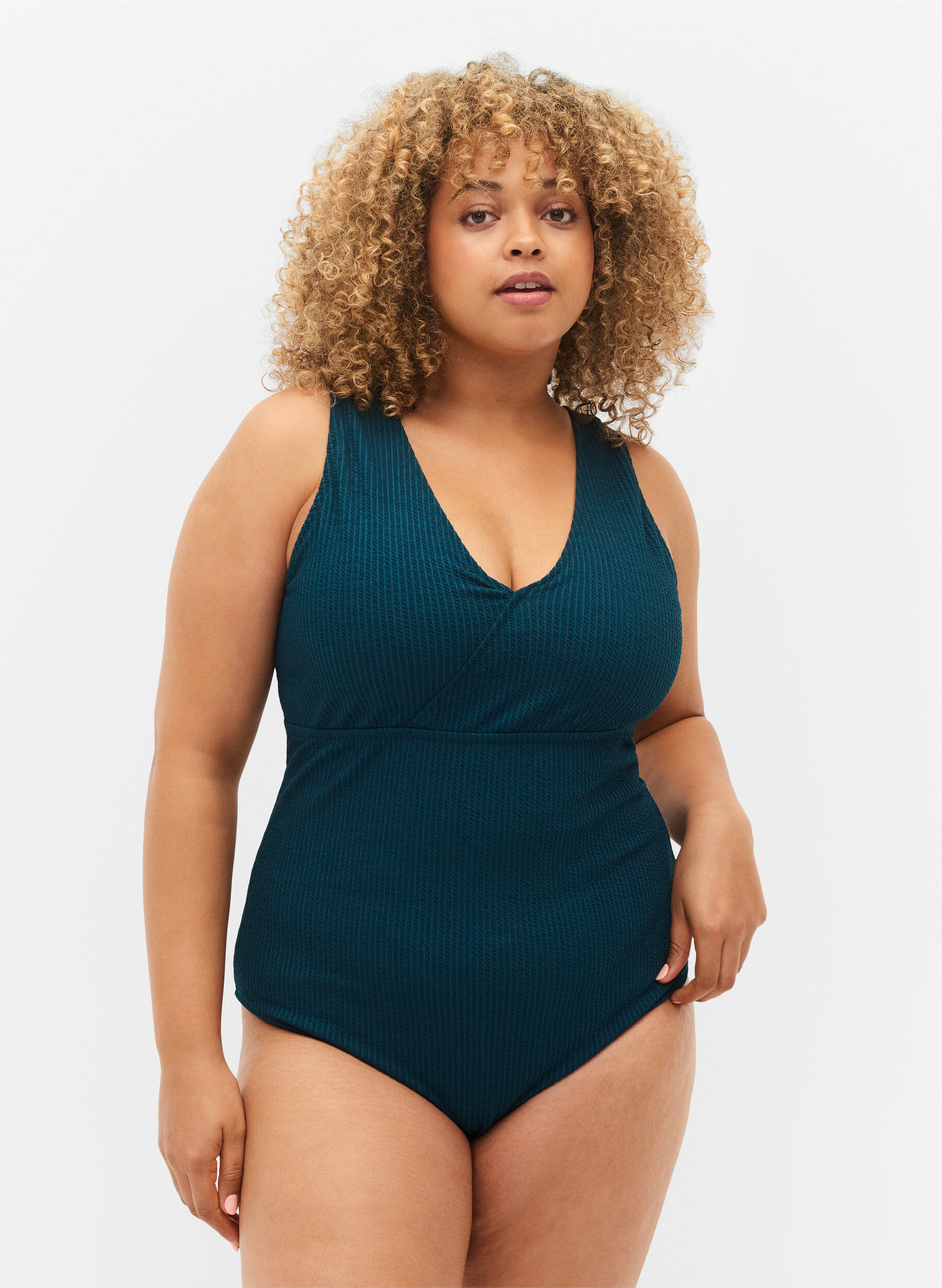 Zizzifashion Swimsuit with wrap effect, Deep Teal, Model image number 0