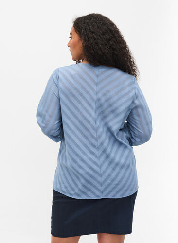 Blouse with 3/4 length sleeves, Coronet Blue, Model image number 1