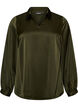 Blouse with shirt collar and V-neck, Green, Packshot image number 0