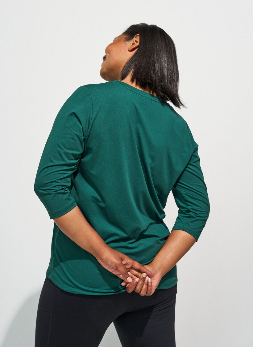 Sports top with 3/4 sleeves, Green, Model image number 2