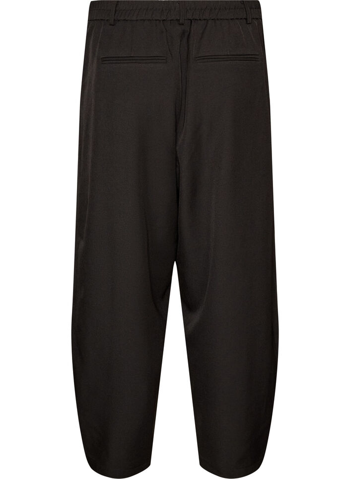High-waisted barrel fit trousers, Black, Packshot image number 1
