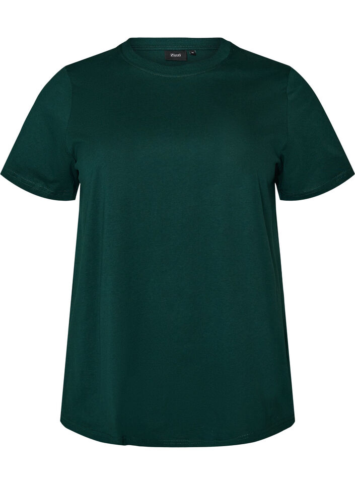 Basic cotton T-shirt with round neck, Green, Packshot image number 0