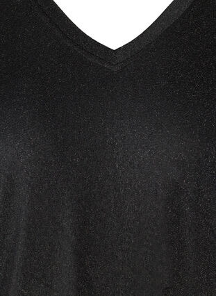 Glitter blouse with 3/4-length sleeves, Black, Packshot image number 2