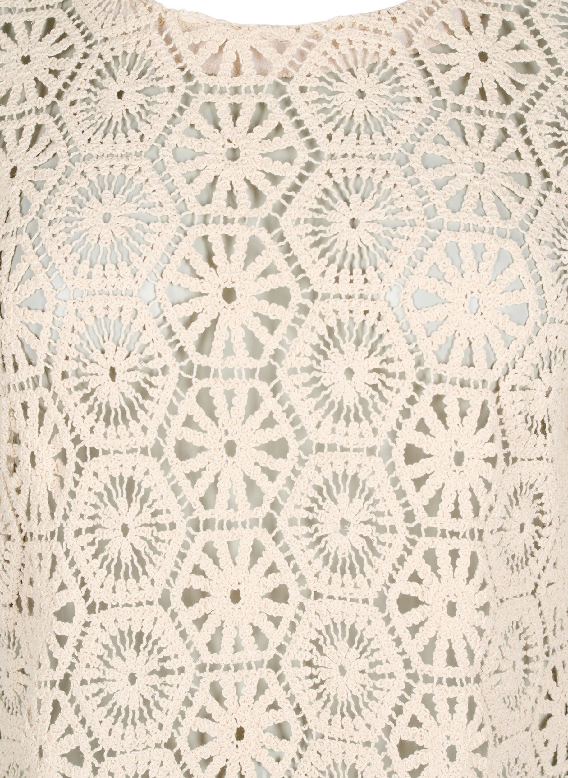 Zizzifashion Crochet blouse with short sleeves, Beige, Packshot image number 2