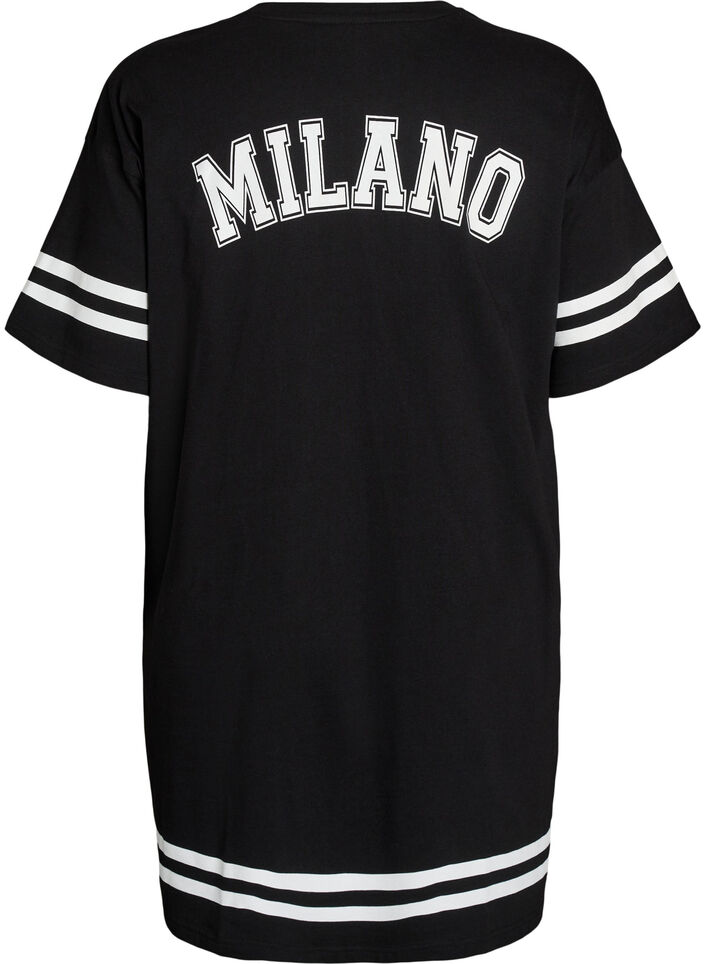 Short T-shirt dress with sporty details, Black, Packshot image number 1