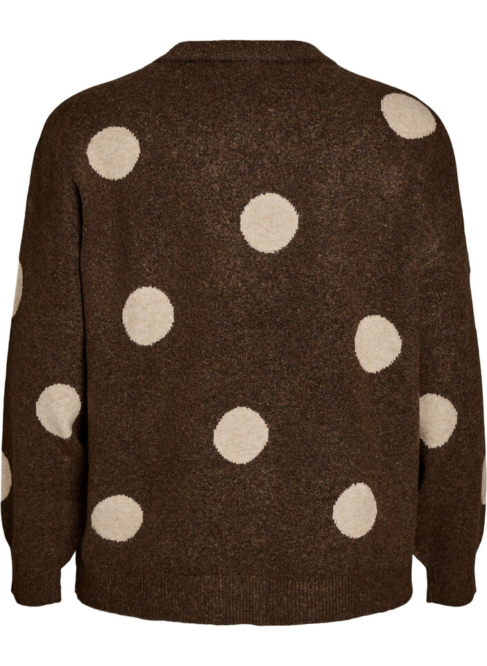 Knitted blouse with a dotted pattern, Brown, Packshot image number 1